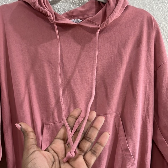 Culture Code Hoodie Mini Dress 3/4 Sleeves color Pink Size Large - Picture 7 of 9